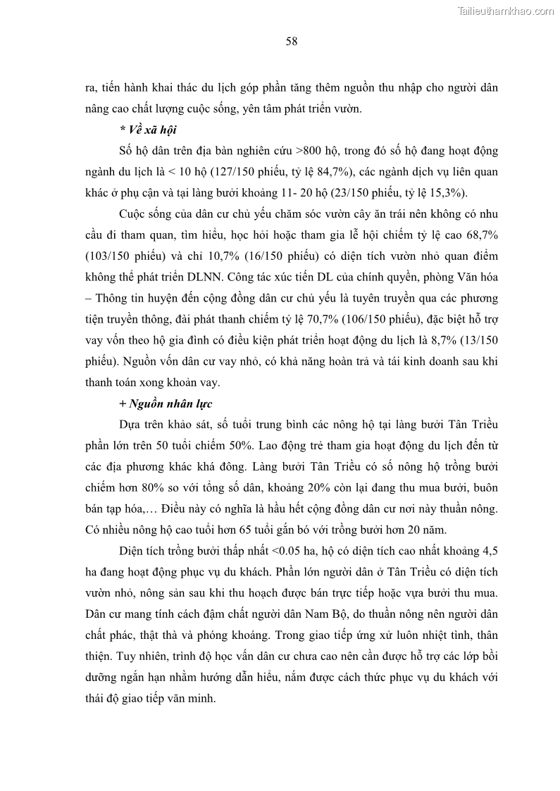 Luận văn thạc sĩ địa lý học Phát triển du lịch nông nghiệp ở huyện Vĩnh Cửu, tỉnh Đồng Nai theo hướng bền vững - Trường hợp làng bưởi Tân Triều - 6 Trang 67