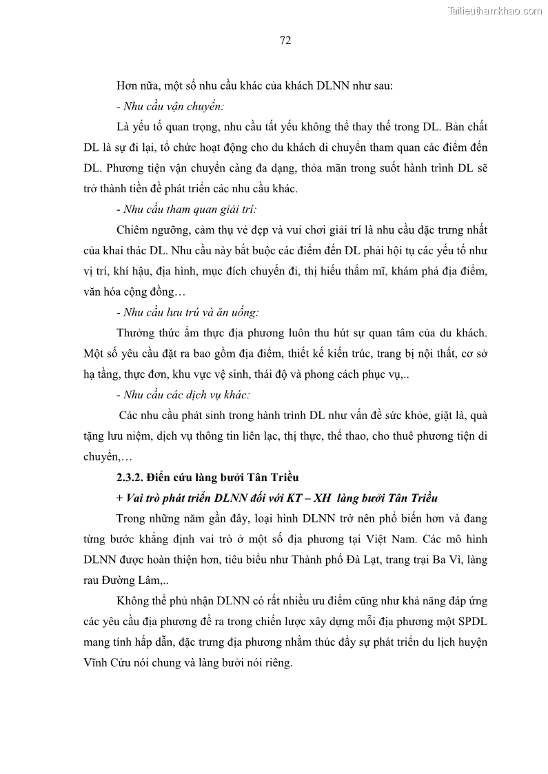 Luận văn thạc sĩ địa lý học Phát triển du lịch nông nghiệp ở huyện Vĩnh Cửu, tỉnh Đồng Nai theo hướng bền vững - Trường hợp làng bưởi Tân Triều - 7 Trang 81
