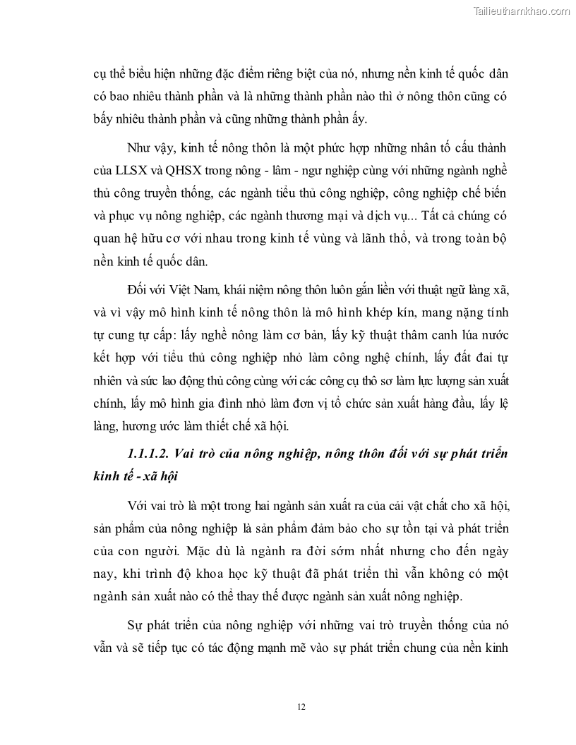 Luận văn thạc sĩ khoa học kinh tế Công nghiệp hóa, hiện đại hóa nông nghiệp, nông thôn ở Nghệ An - 1 Trang 11