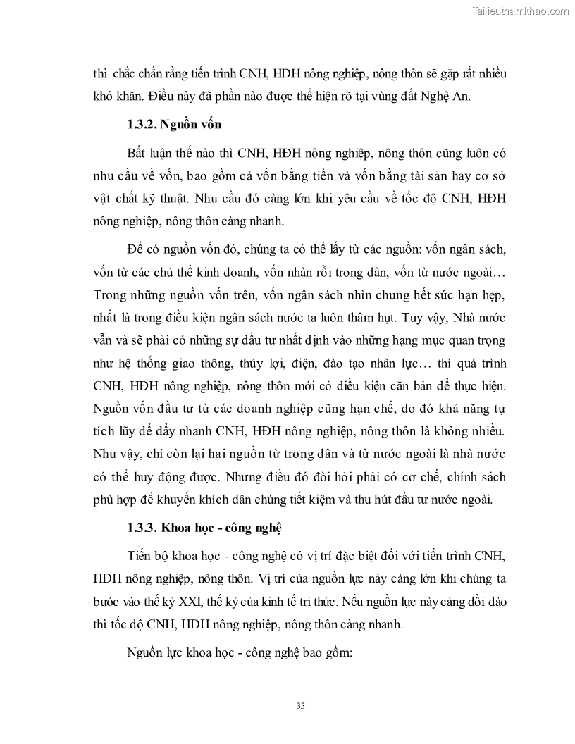 Luận văn thạc sĩ khoa học kinh tế Công nghiệp hóa, hiện đại hóa nông nghiệp, nông thôn ở Nghệ An - 3 Trang 34
