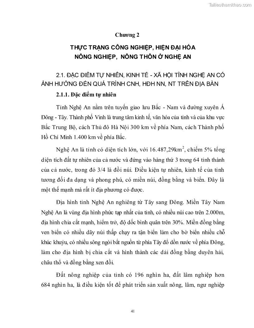 Luận văn thạc sĩ khoa học kinh tế Công nghiệp hóa, hiện đại hóa nông nghiệp, nông thôn ở Nghệ An - 4 Trang 40