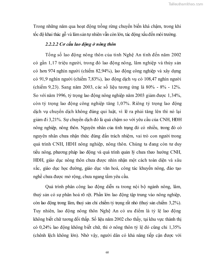 Luận văn thạc sĩ khoa học kinh tế Công nghiệp hóa, hiện đại hóa nông nghiệp, nông thôn ở Nghệ An - 5 Trang 59