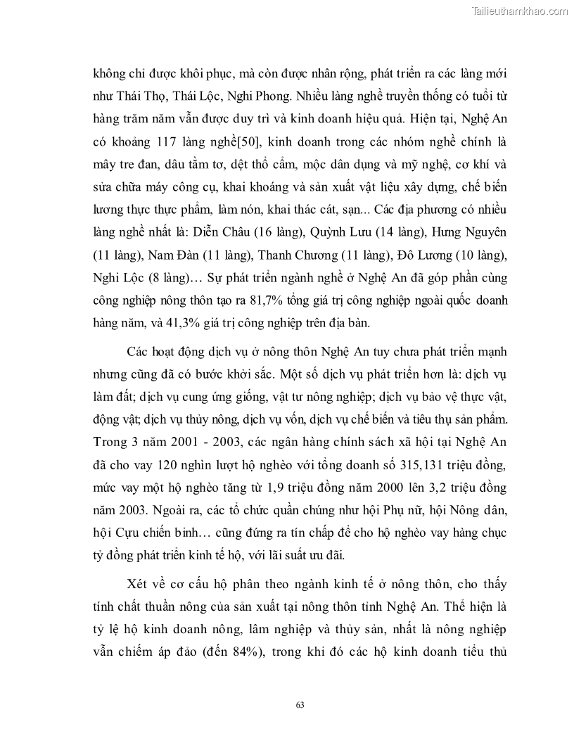 Luận văn thạc sĩ khoa học kinh tế Công nghiệp hóa, hiện đại hóa nông nghiệp, nông thôn ở Nghệ An - 6 Trang 62