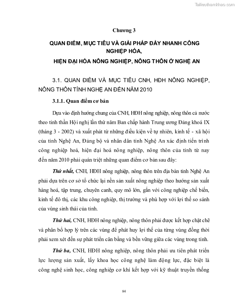 Luận văn thạc sĩ khoa học kinh tế Công nghiệp hóa, hiện đại hóa nông nghiệp, nông thôn ở Nghệ An - 7 Trang 83