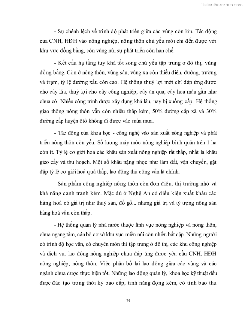 Luận văn thạc sĩ khoa học kinh tế Công nghiệp hóa, hiện đại hóa nông nghiệp, nông thôn ở Nghệ An - 7 Trang 74