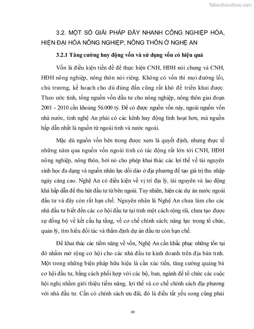 Luận văn thạc sĩ khoa học kinh tế Công nghiệp hóa, hiện đại hóa nông nghiệp, nông thôn ở Nghệ An - 8 Trang 88