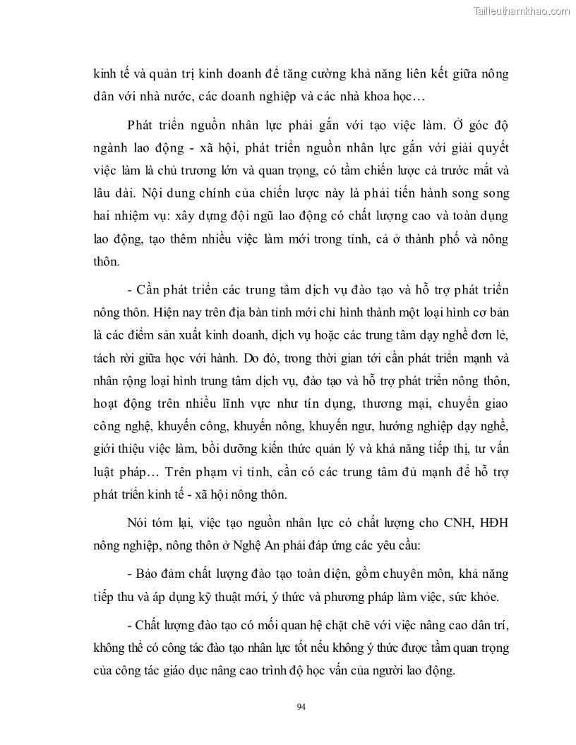 Luận văn thạc sĩ khoa học kinh tế Công nghiệp hóa, hiện đại hóa nông nghiệp, nông thôn ở Nghệ An - 8 Trang 93