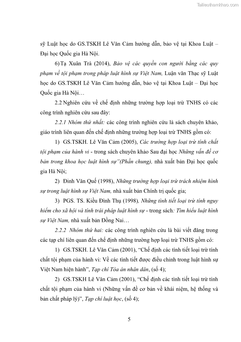 Luận văn thạc sĩ luật học Bảo vệ quyền con người bằng chế định loại trừ trách nhiệm hình sự trong pháp luật hình sự Việt Nam - 1 Trang 12