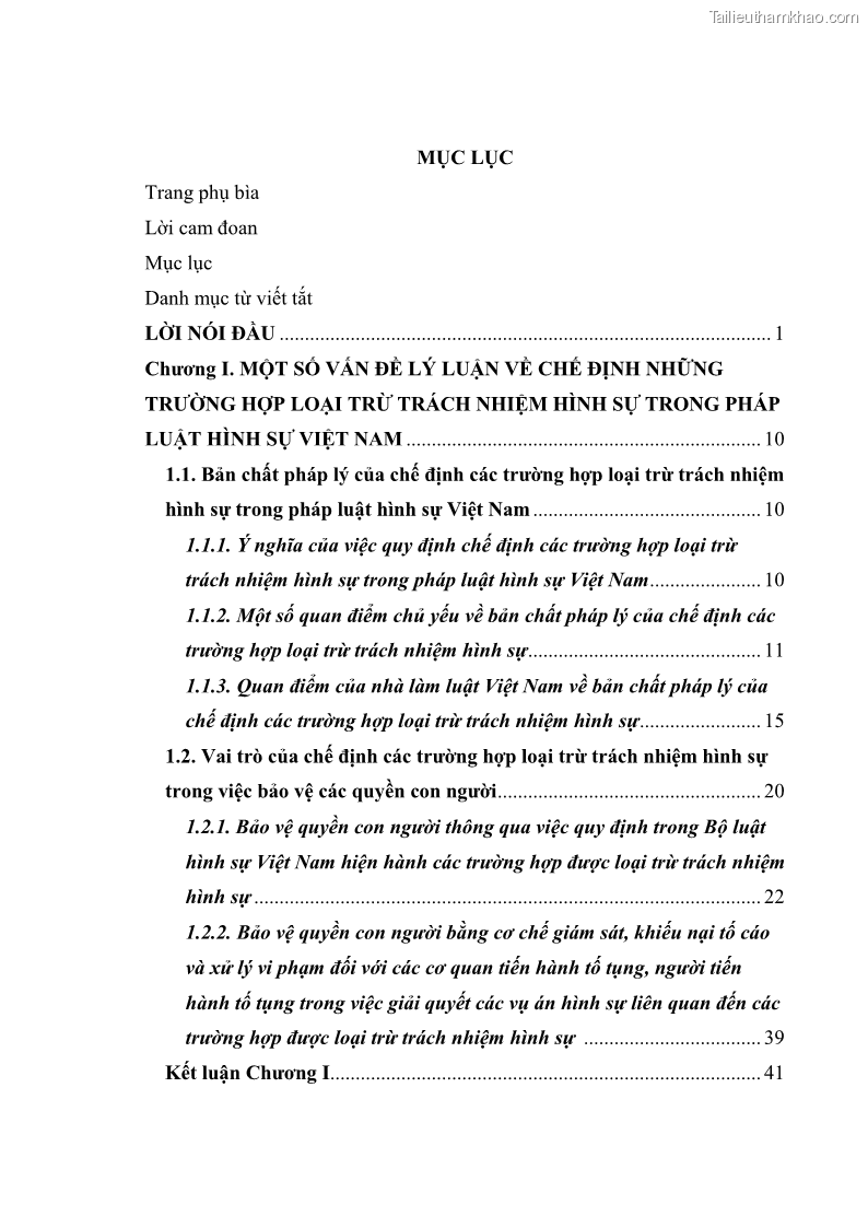 Luận văn thạc sĩ luật học Bảo vệ quyền con người bằng chế định loại trừ trách nhiệm hình sự trong pháp luật hình sự Việt Nam - 1 Trang 4