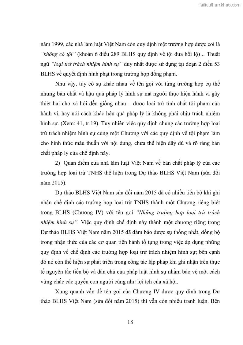 Luận văn thạc sĩ luật học Bảo vệ quyền con người bằng chế định loại trừ trách nhiệm hình sự trong pháp luật hình sự Việt Nam - 3 Trang 25