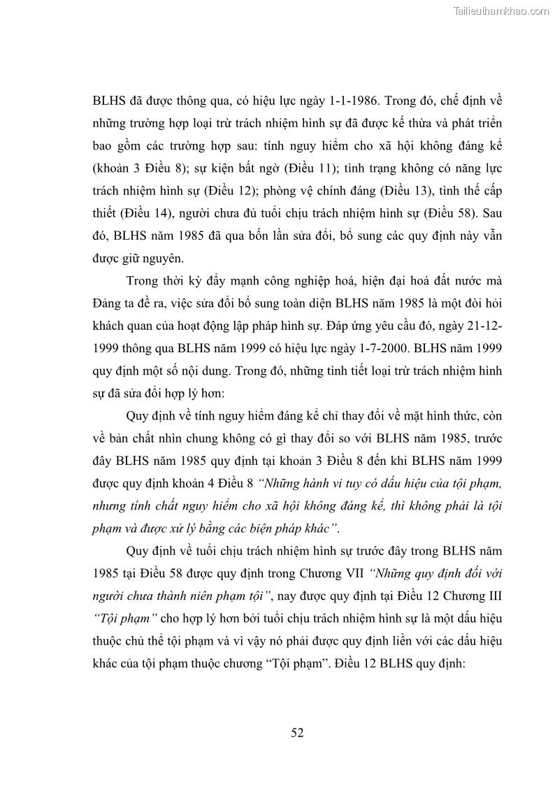 Luận văn thạc sĩ luật học Bảo vệ quyền con người bằng chế định loại trừ trách nhiệm hình sự trong pháp luật hình sự Việt Nam - 5 Trang 59