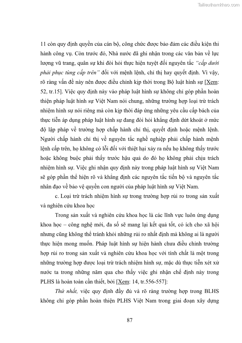 Luận văn thạc sĩ luật học Bảo vệ quyền con người bằng chế định loại trừ trách nhiệm hình sự trong pháp luật hình sự Việt Nam - 8 Trang 94