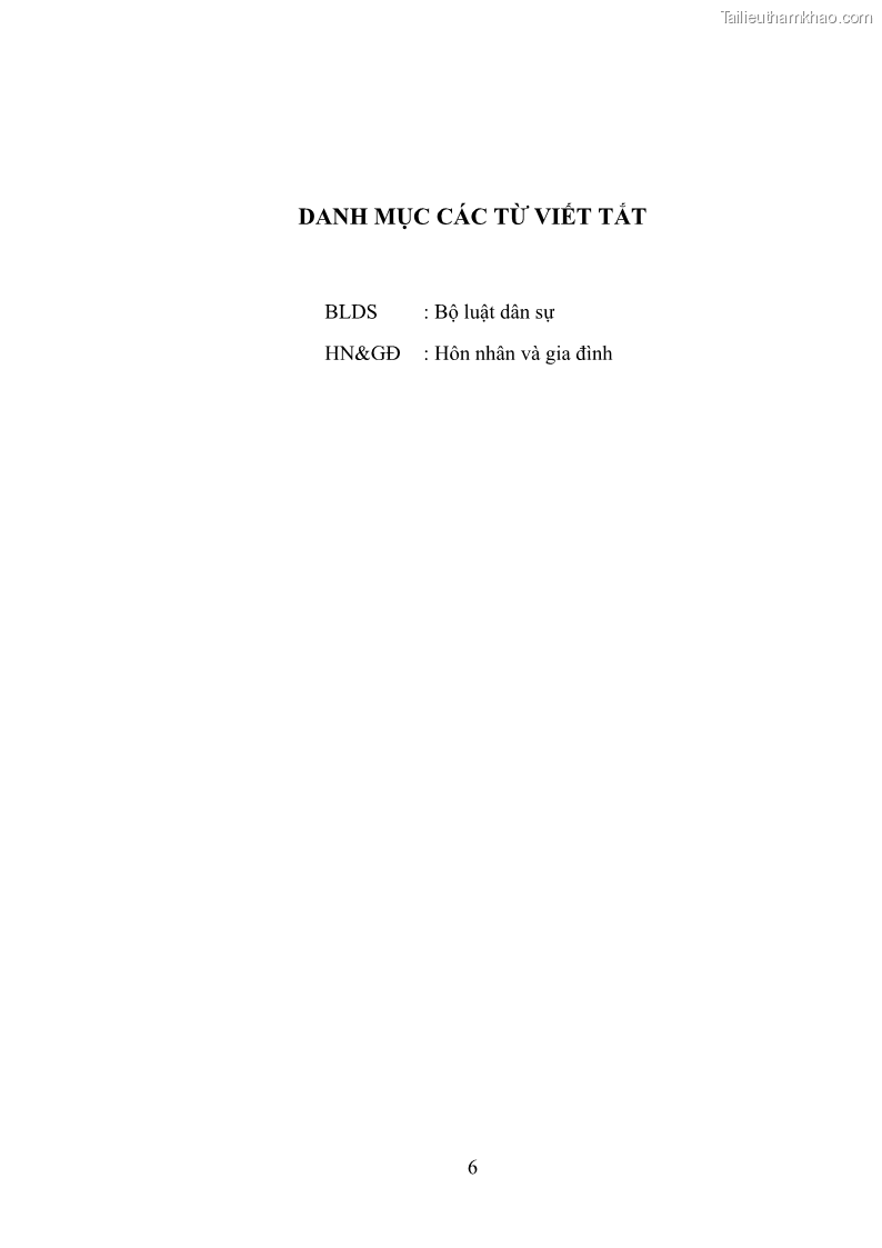 Luận văn thạc sĩ luật học Bảo vệ quyền của người phụ nữ trong quan hệ nhân thân giữa vợ và chồng theo Luật hôn nhân và gia đình năm 2014 - 1 Trang 6
