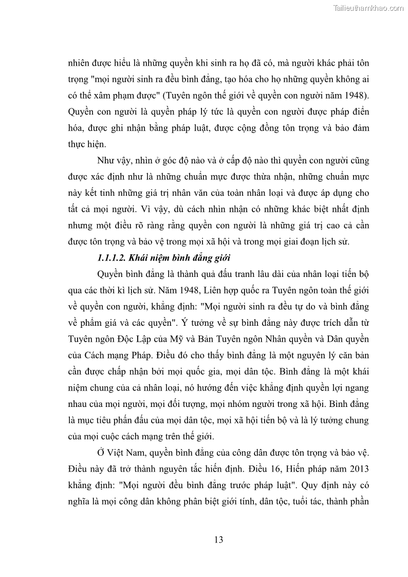 Luận văn thạc sĩ luật học Bảo vệ quyền của người phụ nữ trong quan hệ nhân thân giữa vợ và chồng theo Luật hôn nhân và gia đình năm 2014 - 2 Trang 13
