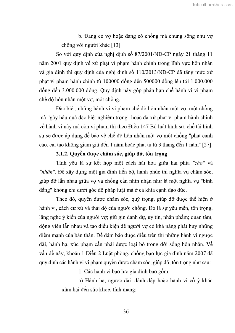 Luận văn thạc sĩ luật học Bảo vệ quyền của người phụ nữ trong quan hệ nhân thân giữa vợ và chồng theo Luật hôn nhân và gia đình năm 2014 - 3 Trang 36