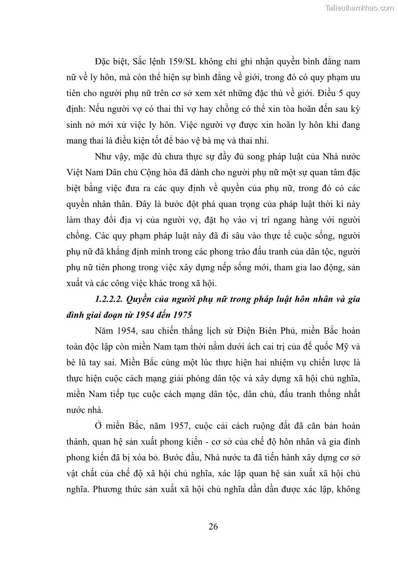 Luận văn thạc sĩ luật học Bảo vệ quyền của người phụ nữ trong quan hệ nhân thân giữa vợ và chồng theo Luật hôn nhân và gia đình năm 2014 - 3 Trang 26