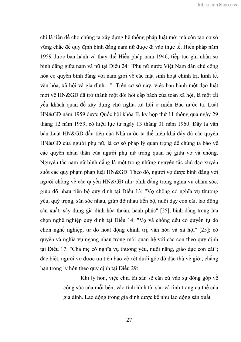 Luận văn thạc sĩ luật học Bảo vệ quyền của người phụ nữ trong quan hệ nhân thân giữa vợ và chồng theo Luật hôn nhân và gia đình năm 2014 - 3 Trang 27
