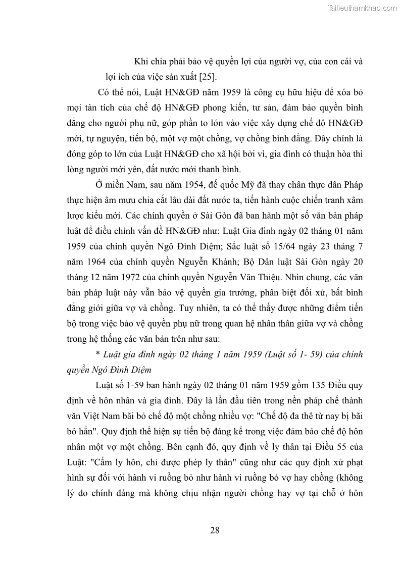Luận văn thạc sĩ luật học Bảo vệ quyền của người phụ nữ trong quan hệ nhân thân giữa vợ và chồng theo Luật hôn nhân và gia đình năm 2014 - 3 Trang 28