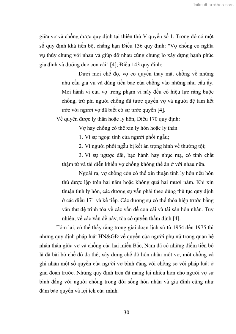Luận văn thạc sĩ luật học Bảo vệ quyền của người phụ nữ trong quan hệ nhân thân giữa vợ và chồng theo Luật hôn nhân và gia đình năm 2014 - 3 Trang 30