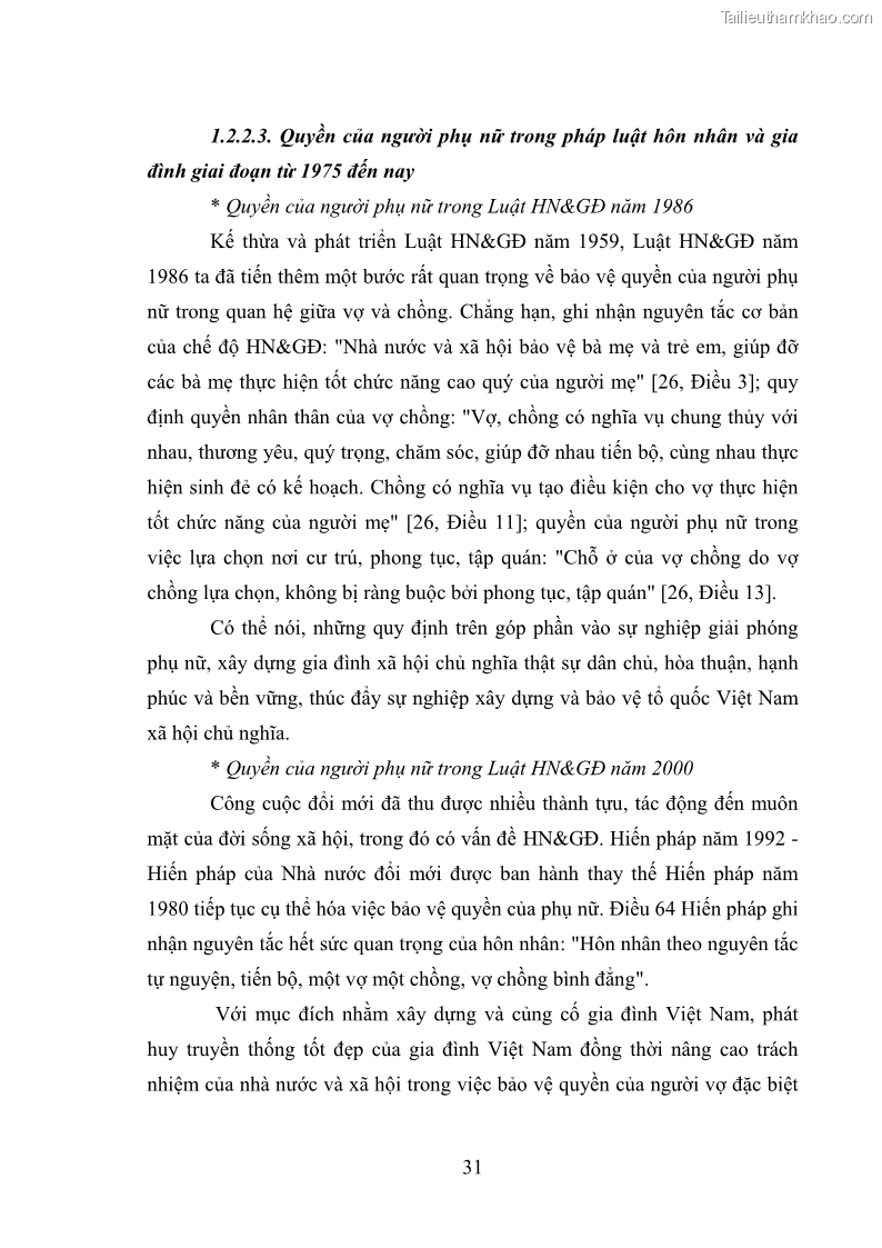Luận văn thạc sĩ luật học Bảo vệ quyền của người phụ nữ trong quan hệ nhân thân giữa vợ và chồng theo Luật hôn nhân và gia đình năm 2014 - 3 Trang 31