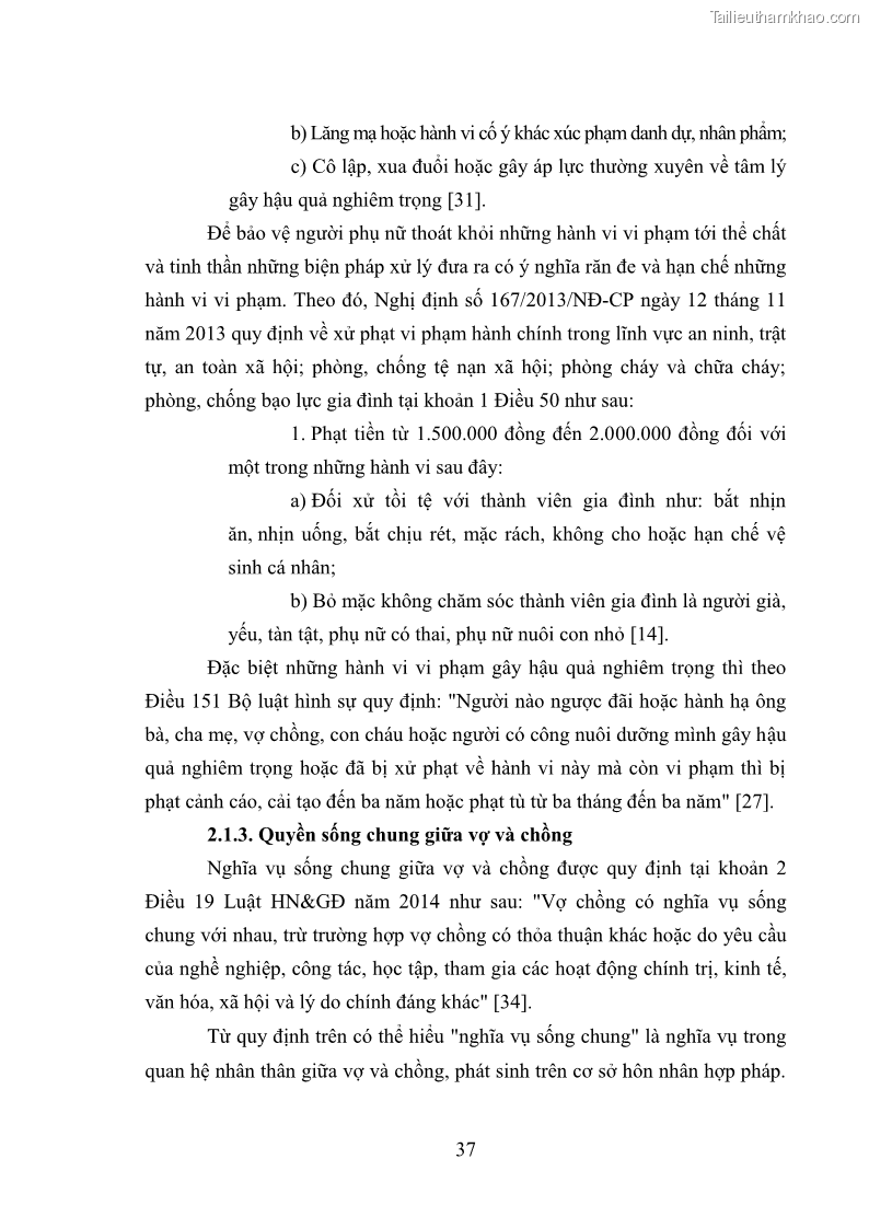 Luận văn thạc sĩ luật học Bảo vệ quyền của người phụ nữ trong quan hệ nhân thân giữa vợ và chồng theo Luật hôn nhân và gia đình năm 2014 - 4 Trang 37