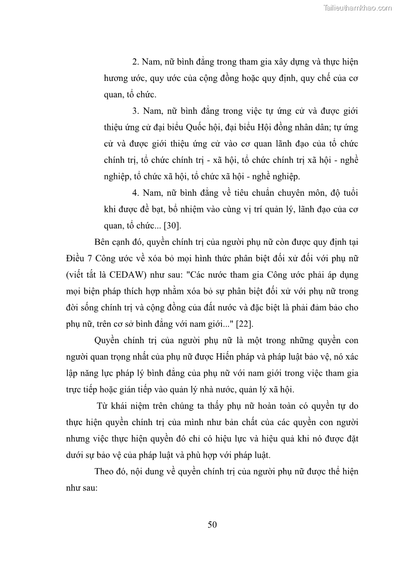 Luận văn thạc sĩ luật học Bảo vệ quyền của người phụ nữ trong quan hệ nhân thân giữa vợ và chồng theo Luật hôn nhân và gia đình năm 2014 - 5 Trang 50