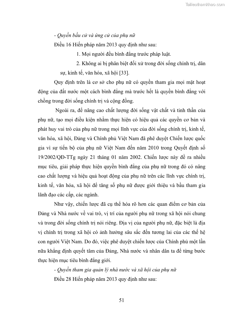 Luận văn thạc sĩ luật học Bảo vệ quyền của người phụ nữ trong quan hệ nhân thân giữa vợ và chồng theo Luật hôn nhân và gia đình năm 2014 - 5 Trang 51