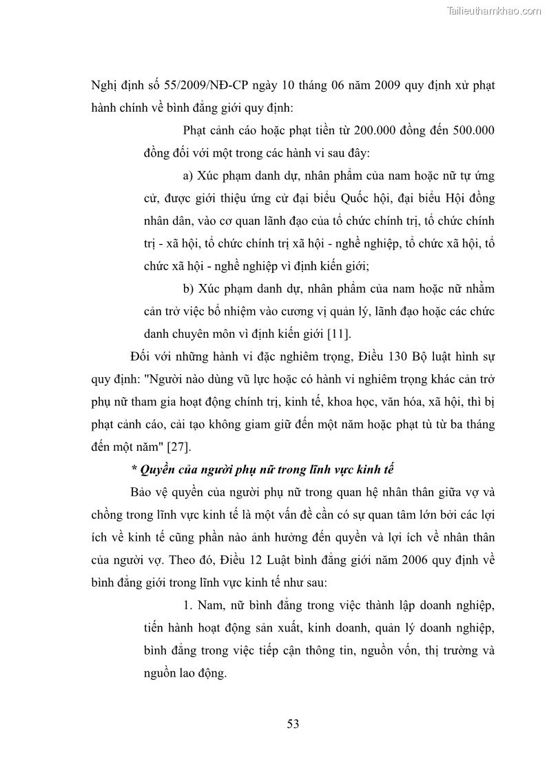 Luận văn thạc sĩ luật học Bảo vệ quyền của người phụ nữ trong quan hệ nhân thân giữa vợ và chồng theo Luật hôn nhân và gia đình năm 2014 - 5 Trang 53