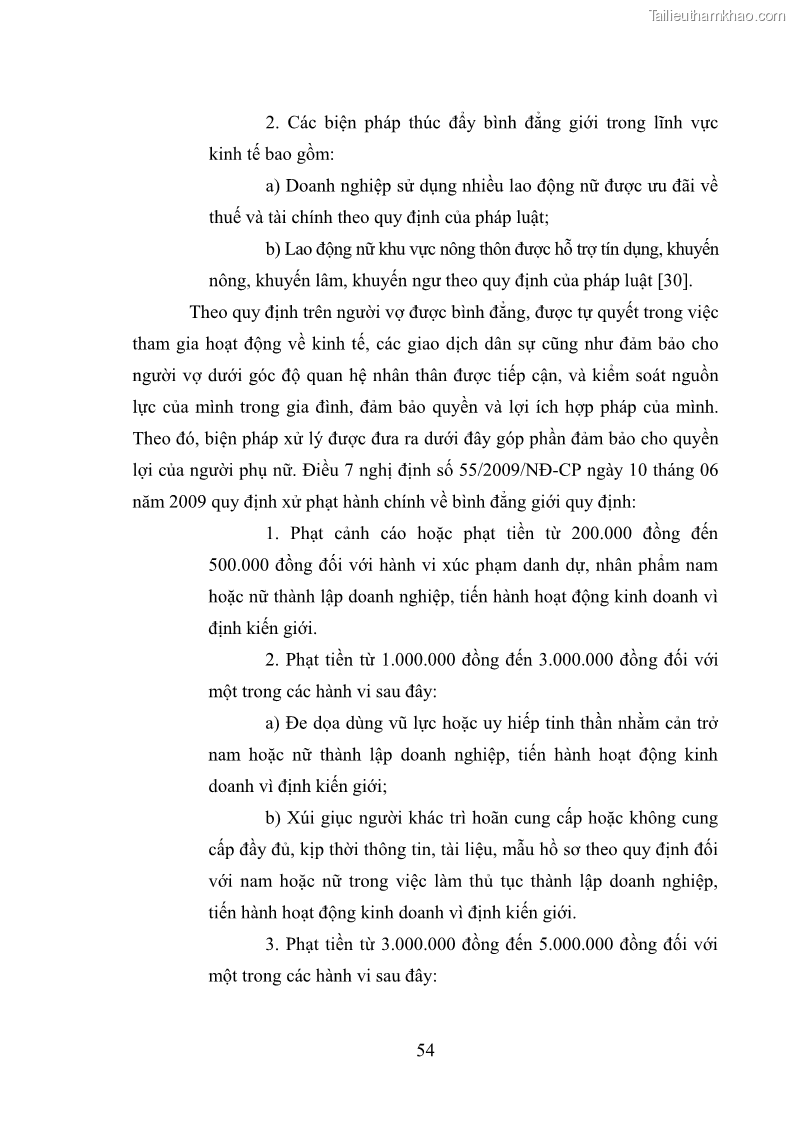Luận văn thạc sĩ luật học Bảo vệ quyền của người phụ nữ trong quan hệ nhân thân giữa vợ và chồng theo Luật hôn nhân và gia đình năm 2014 - 5 Trang 54