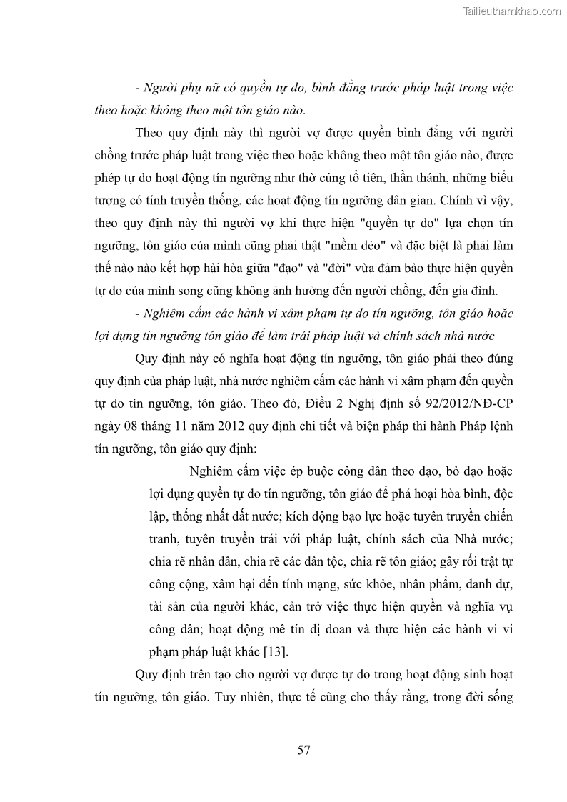 Luận văn thạc sĩ luật học Bảo vệ quyền của người phụ nữ trong quan hệ nhân thân giữa vợ và chồng theo Luật hôn nhân và gia đình năm 2014 - 5 Trang 57