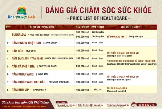 Hình 2 10 Bảng giá chăm sóc sức khỏe nguồn website CVSKN Núi Thần Tài Hình 3