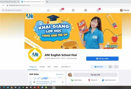Hình 2 5 Trang chủ của fanpage ANI English School Huế Trang ANI – tuyển dụng 3