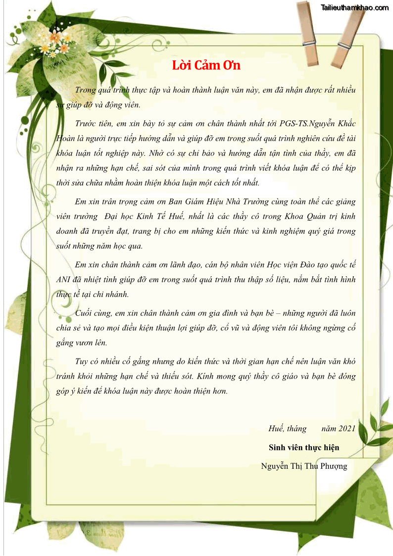 Khóa luận tốt nghiệp quản trị kinh doanh Đánh giá cảm nhận của khách hàng đối với hoạt động Content Marketing trực tuyến tại Học viện Đào tạo Quốc tế ANI - 1 Trang 3