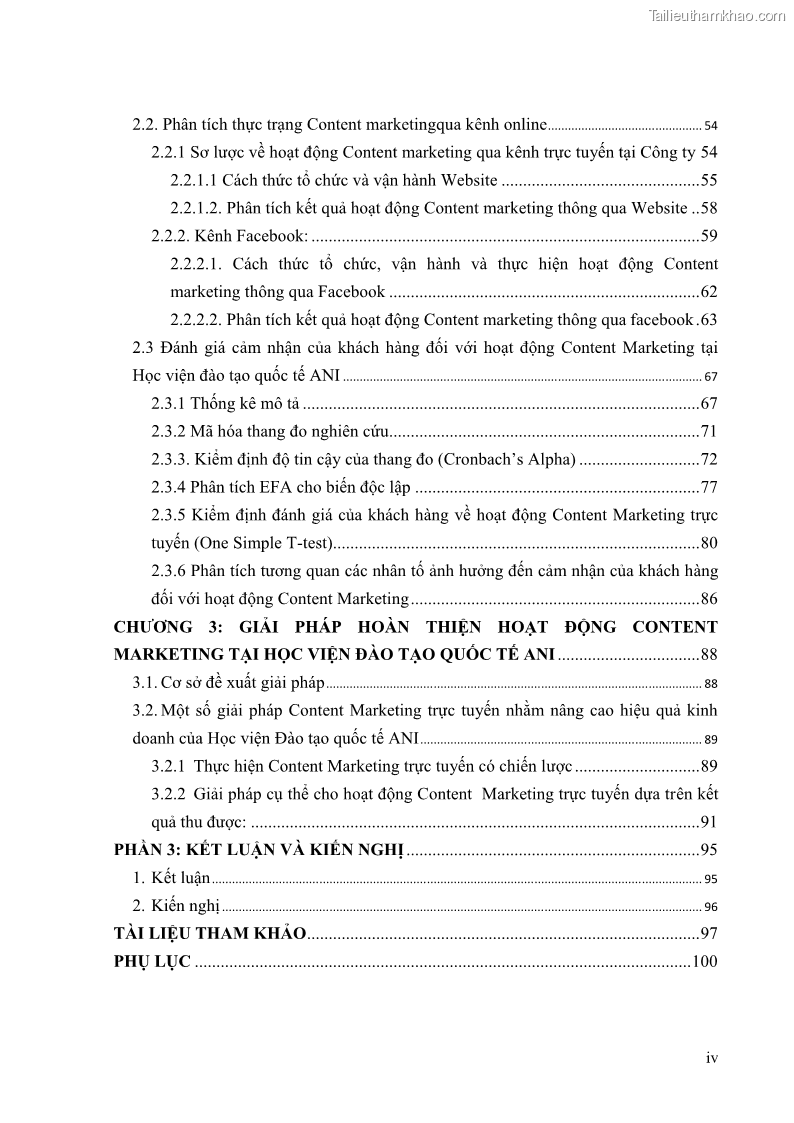 Khóa luận tốt nghiệp quản trị kinh doanh Đánh giá cảm nhận của khách hàng đối với hoạt động Content Marketing trực tuyến tại Học viện Đào tạo Quốc tế ANI - 1 Trang 6