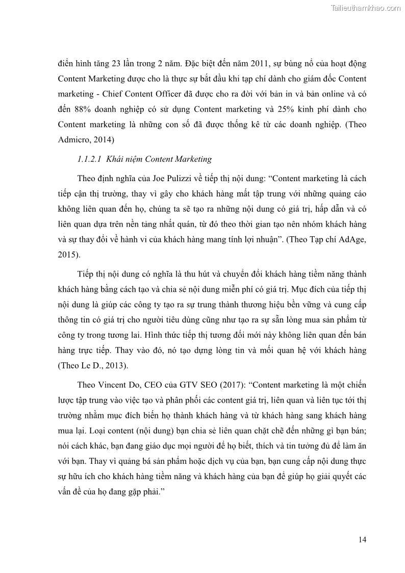 Khóa luận tốt nghiệp quản trị kinh doanh Đánh giá cảm nhận của khách hàng đối với hoạt động Content Marketing trực tuyến tại Học viện Đào tạo Quốc tế ANI - 2 Trang 22