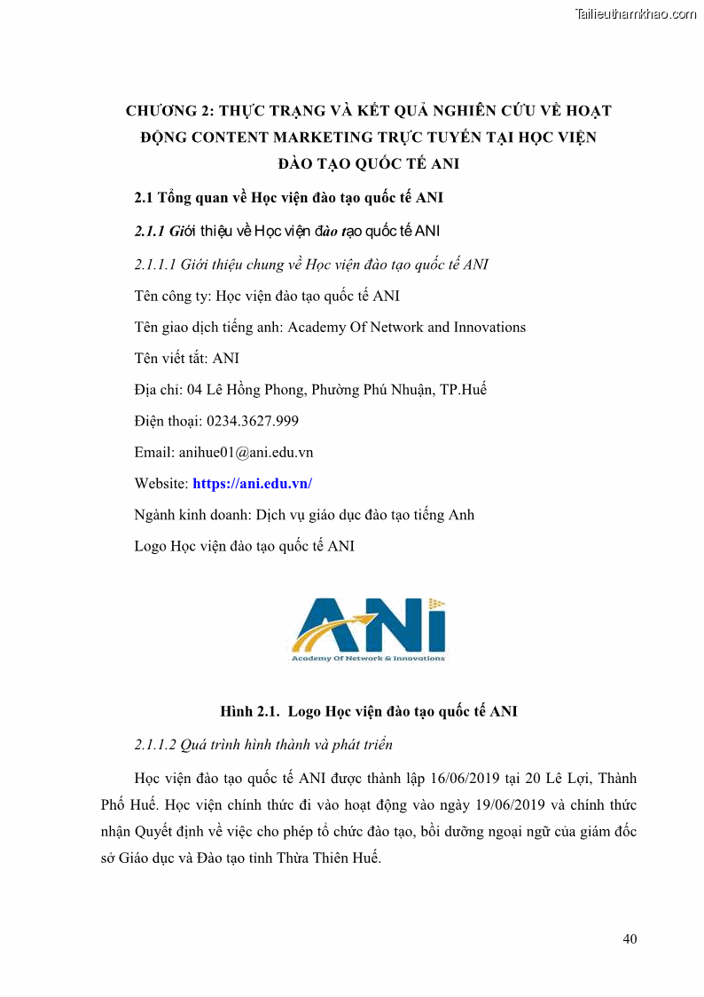 Khóa luận tốt nghiệp quản trị kinh doanh Đánh giá cảm nhận của khách hàng đối với hoạt động Content Marketing trực tuyến tại Học viện Đào tạo Quốc tế ANI - 4 Trang 48
