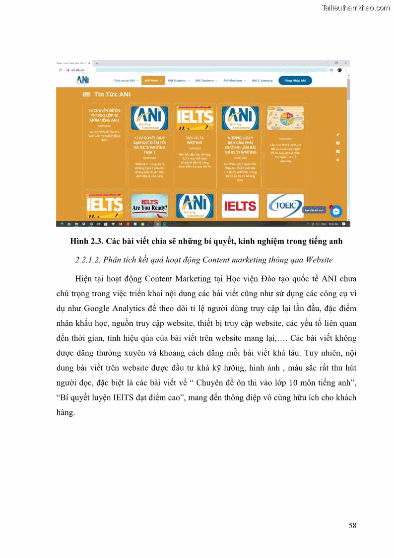 Khóa luận tốt nghiệp quản trị kinh doanh Đánh giá cảm nhận của khách hàng đối với hoạt động Content Marketing trực tuyến tại Học viện Đào tạo Quốc tế ANI - 6 Trang 66