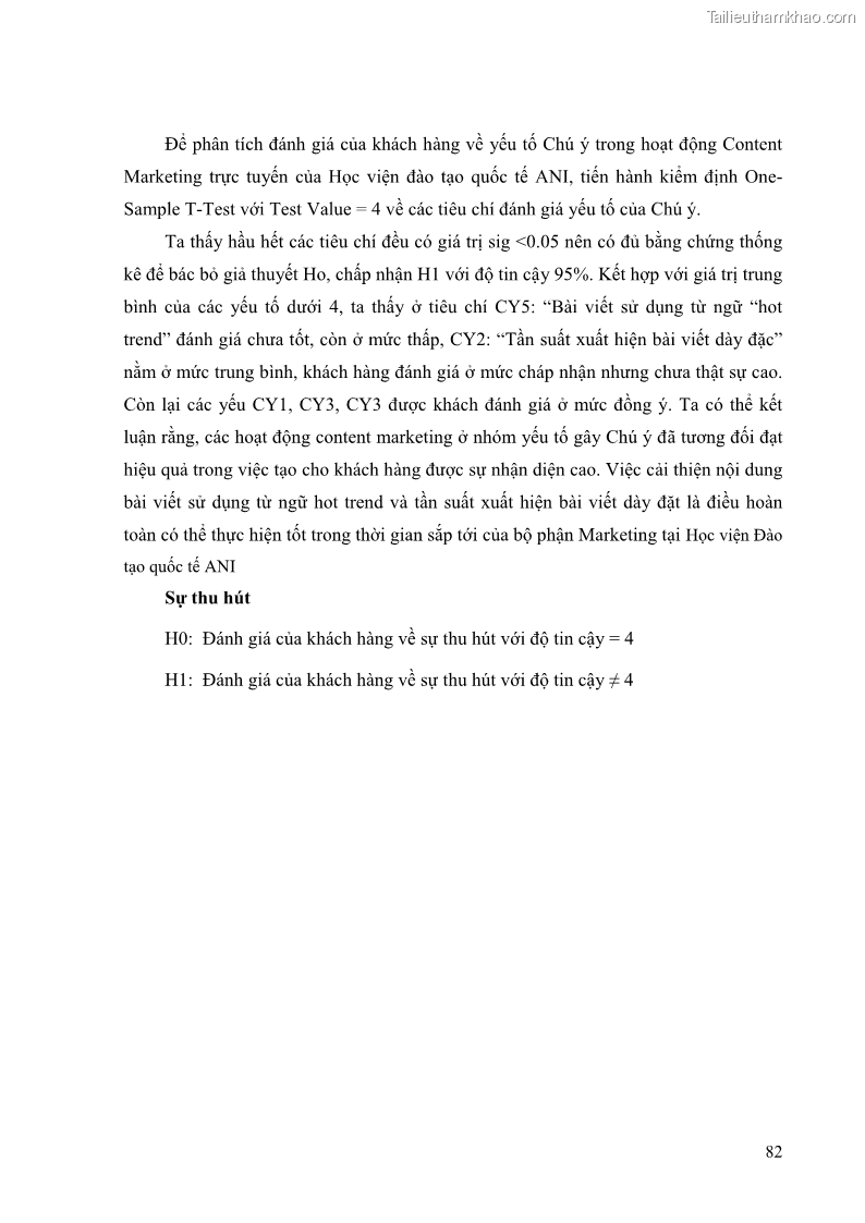 Khóa luận tốt nghiệp quản trị kinh doanh Đánh giá cảm nhận của khách hàng đối với hoạt động Content Marketing trực tuyến tại Học viện Đào tạo Quốc tế ANI - 8 Trang 90