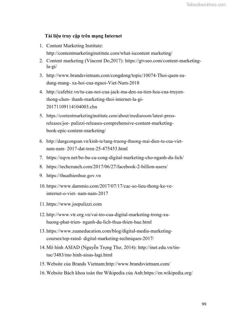 Khóa luận tốt nghiệp quản trị kinh doanh Đánh giá cảm nhận của khách hàng đối với hoạt động Content Marketing trực tuyến tại Học viện Đào tạo Quốc tế ANI - 9 Trang 107