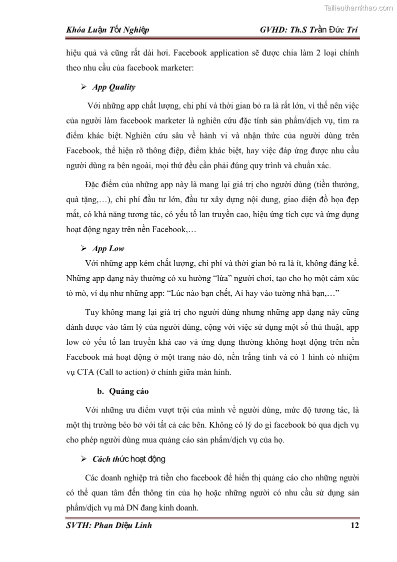 Khóa luận tốt nghiệp quản trị kinh doanh Đánh giá hoạt động truyền thông marketing qua mạng xã hội facebook của công ty TNHH Lý Minh Phong - 2 Trang 22