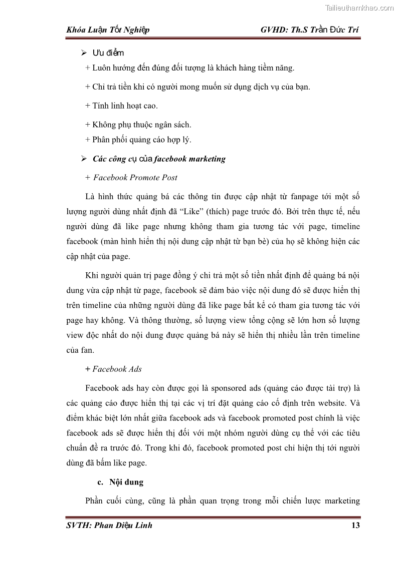 Khóa luận tốt nghiệp quản trị kinh doanh Đánh giá hoạt động truyền thông marketing qua mạng xã hội facebook của công ty TNHH Lý Minh Phong - 2 Trang 23