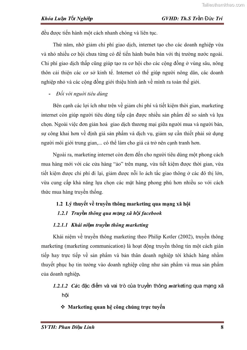 Khóa luận tốt nghiệp quản trị kinh doanh Đánh giá hoạt động truyền thông marketing qua mạng xã hội facebook của công ty TNHH Lý Minh Phong - 2 Trang 18