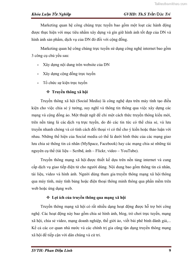 Khóa luận tốt nghiệp quản trị kinh doanh Đánh giá hoạt động truyền thông marketing qua mạng xã hội facebook của công ty TNHH Lý Minh Phong - 2 Trang 19
