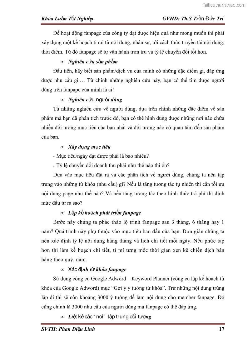 Khóa luận tốt nghiệp quản trị kinh doanh Đánh giá hoạt động truyền thông marketing qua mạng xã hội facebook của công ty TNHH Lý Minh Phong - 3 Trang 27