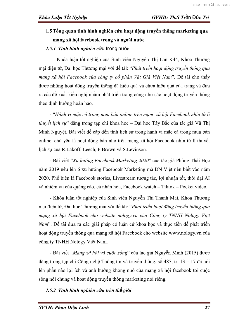 Khóa luận tốt nghiệp quản trị kinh doanh Đánh giá hoạt động truyền thông marketing qua mạng xã hội facebook của công ty TNHH Lý Minh Phong - 4 Trang 37