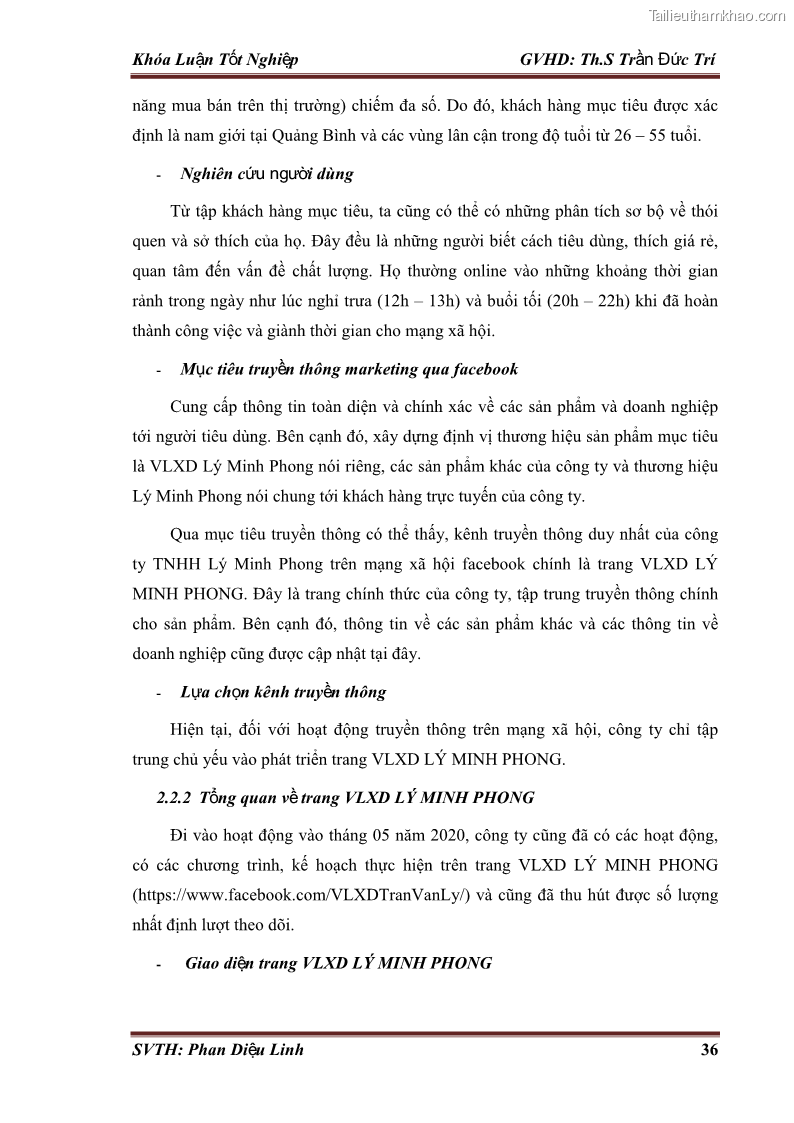 Khóa luận tốt nghiệp quản trị kinh doanh Đánh giá hoạt động truyền thông marketing qua mạng xã hội facebook của công ty TNHH Lý Minh Phong - 4 Trang 46