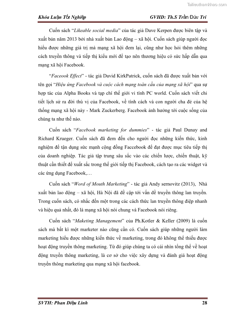 Khóa luận tốt nghiệp quản trị kinh doanh Đánh giá hoạt động truyền thông marketing qua mạng xã hội facebook của công ty TNHH Lý Minh Phong - 4 Trang 38