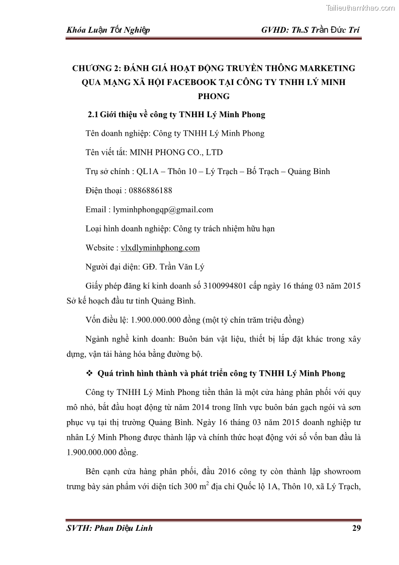 Khóa luận tốt nghiệp quản trị kinh doanh Đánh giá hoạt động truyền thông marketing qua mạng xã hội facebook của công ty TNHH Lý Minh Phong - 4 Trang 39