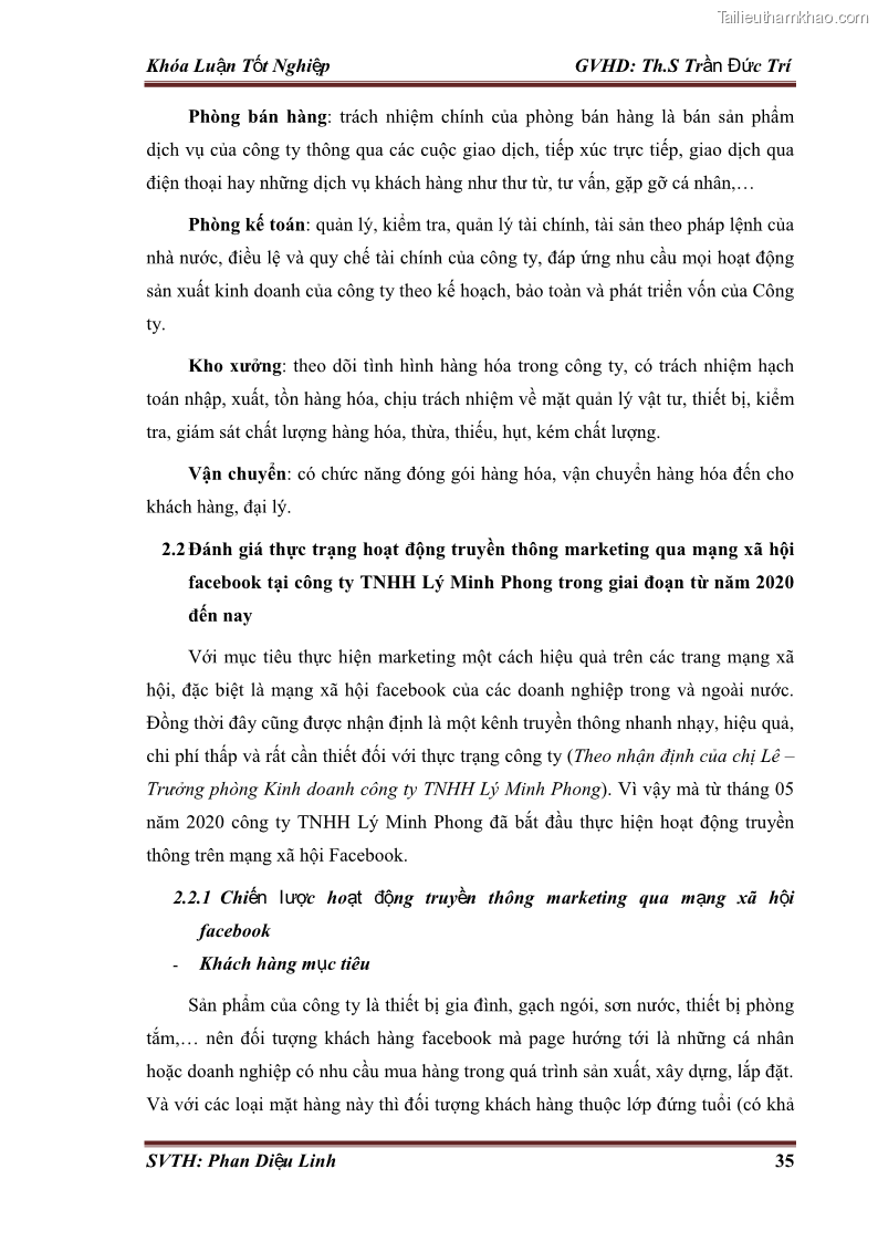 Khóa luận tốt nghiệp quản trị kinh doanh Đánh giá hoạt động truyền thông marketing qua mạng xã hội facebook của công ty TNHH Lý Minh Phong - 4 Trang 45