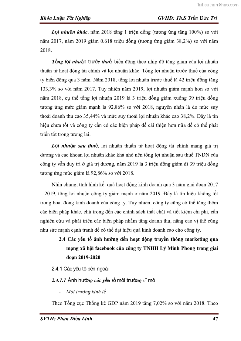 Khóa luận tốt nghiệp quản trị kinh doanh Đánh giá hoạt động truyền thông marketing qua mạng xã hội facebook của công ty TNHH Lý Minh Phong - 5 Trang 57
